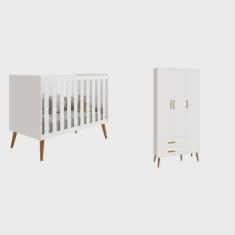 Berço Americano Isis e Roupeiro 3 Portas Isis Branco Fosco