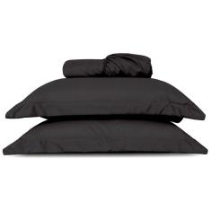 Jogo De Lençol King Slim Percal 200 Fios 3 Peças - Preto