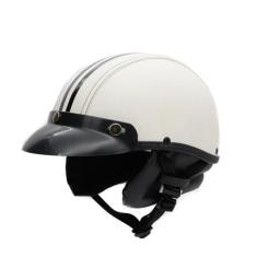 Capacete Coquinho Scooter Moto Elétrica Bike Couro Branco - BR101