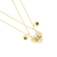 Colar Duplo Best Friends Inicial Melhores Amigas Folheado