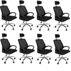 Kit 8 Cadeiras de Escritório Presidente Tela Mesh Cádis - Espresso Móv