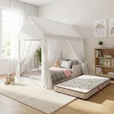 Cama Solteiro 88 Infantil Com Colchão Menino Menina Carro Corrida Stoc