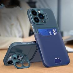 Para iPhone 14 Pro Max Suporte Invisível Slot para Cartão Capa de Telefone Para iPhone 13 11 12 Pro Max 14 Plus Lente de Metal Capa Protetora da Câmera, T9, Para iPhone 14Plus