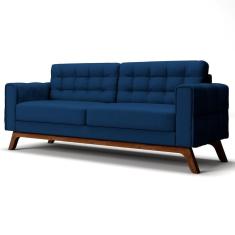 Sofá 180 Cm 3 Lugares Sandero B-304 Veludo Azul Marinho