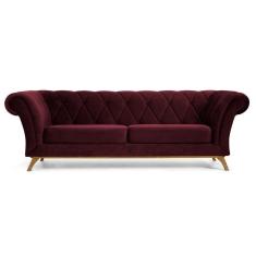 Sofá 230cm 3 Lugares Base Madeira Império B-278 Marsala