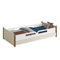 Cama Evolutiva Ravi com Pés Amadeirado, 2 Kits Grade Lateral Usinada e Colchão D20 - Reller Móveis