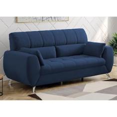 Sofá de 3 Lugares Linoforte Bélgica Revestido em Tecido Suede Encosto Fixo Acompanha 2 Almofadas - 204 cm de Largura