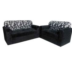 Conjunto de Sofá 2 e 3 Lugares Preto Floral
