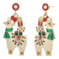 Madison Tyler Brincos femininos de Natal para animais de estimação | Gato fofo | Cães | Pinguins | Ursos | Alpacas | Rena | Porcos | Enfeites de Natal | Brincos de Natal para meninas, Zinco, Strass