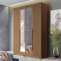 Guarda Roupa Solteiro Buriti Ripado 4 Portas com Espelho e Pés - Santos Andirá