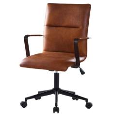 Cadeira Giratória Palermo Fratini Estrutura em Aço Carbono Revestida em Poliuretano Caramelo Rodízio