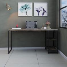 Mesa C-estante Baixa 150x64x75cm C-02 Prateleiras Carvalho Dark - Est.preta Carvalho Dark