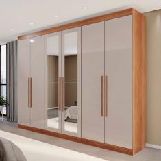 Guarda-Roupa Casal Eldorado Premium 6 Portas 6 Gavetas com Espelho 100% Mdf Cinamomo/Off White - Pnr Móveis
