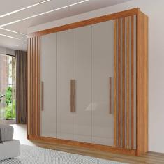 Guarda-Roupa Casal Magnus 6 Portas 6 Gavetas Ripado 100% Mdf Cinamomo/Off White - Pnr Móveis