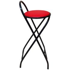 Banqueta Lara Alta Dobrável com 70 cm de Altura Estrutura Preto - Meta