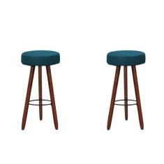 Kit 2 Banquetas Altas Redondas Pés Madeira Palito Londres - JOTABE, az