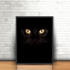 Quadro Moldura - Animais Gato Cat Bombaim Pet Mascote Felino