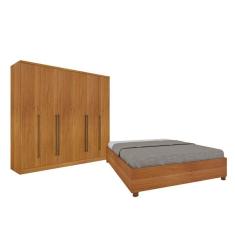 Quarto De Casal Guarda-Roupa 6 Portas Portugal E Cama Box Casal Queen Monaco Espresso Móveis Cinamomo