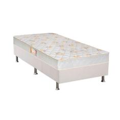 Cama Box Solteiro: Colchão Espuma Castor D28 Sleep Max + Base Crc Courano White(88X188)