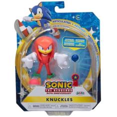 Boneco Knuckles 9CM com Acessorio Sonic THE Hedgehog 30 ANOS SUNNY 4252