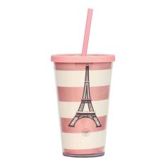 Copo Canudo 500 ML Duas camadas - Torre Eiffel