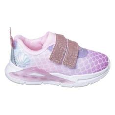 Tênis Infantil Mini Pé Com Led Mini Sereia Com Glitter Menina-Feminino