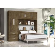 Guarda Roupa Casal com Cabeceira 5 Portas 3 Gavetas Jequitibá J&A Móveis Cancun 200x204x47