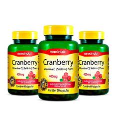 Kit 03 Cranberry Vitamina C Selenio Zinco Anti OX 400mg 60 Capsulas Loja Maxinutri