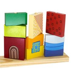 Blocos de Montar Madeira Infantil Educativo Encaixe Vertical Carimbras