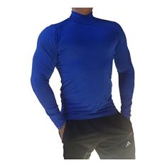 Camiseta Masculina Gola Alta Manga Longa Sjons cor:Azul;tamanho:m