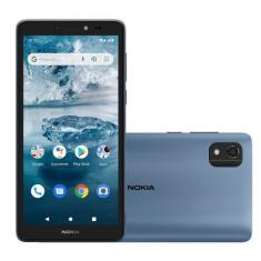 Smartphone Nokia C2 2nd Edition 4G 32 GB Tela 5,7" Câmera com IA Android Desbloqueio Facial + Capa/Película/Fone/Carregador - Azul - NK086 NK086