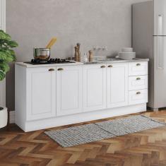 Cozinha Compacta Americana 4 Portas 3 Gavetas 100% Mdf Branco - Henn