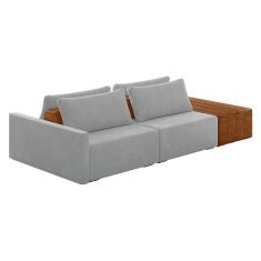 Sofá Ilha 2 Lugares Living 272cm Modulado para Sala Lary Veludo Cinza K01 - D`Rossi