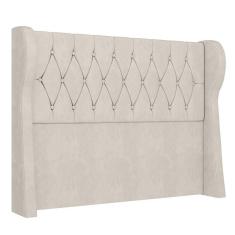 Cabeceira Casal King Cama Box 195cm Malva I02 Veludo Bege Mpozenato