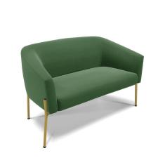 Sofá Namoradeira 2 Lugares Pé De Ferro Dourado Stella Suede Verde D03 - D`rossi