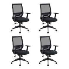 Kit 4 Cadeiras para Escritório Diretor com Nr17 Genebra Preto
