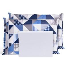 Jogo De Lençol Casal Queen 3 Pçs 200 Fios Geométrico Branco - Casa Hom