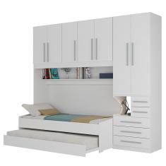 Quarto Completo de Solteiro com 2 Camas e Guarda-Roupa 1326D Branco