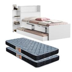 Bicama Solteiro Isa Com 2 Gavetas Nicho Bau e Cama Auxiliar Já Com 2 C