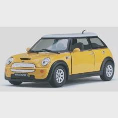 Miniatura Mini Cooper S Escala 1/28 Metal Kinsmart á Fricção(Amarelo) 
