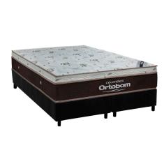 Cama Box : Colchão Molas Ensacadas Ortobom Sleep King + Base CRC Suede Black (193x203)