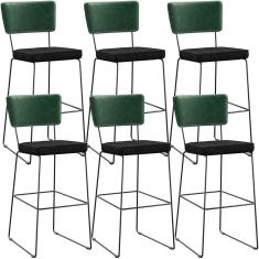 Kit 06 Banquetas Altas Allana L02 Verde Musgo Chumbo