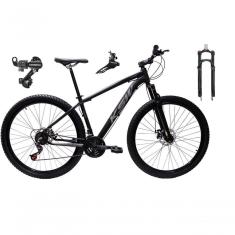 Bicicleta Aro 29 Ksw Xlt Alumínio 24v Câmbios Shimano Garfo Com Trava No Ombro - Preto-prata Tam.17