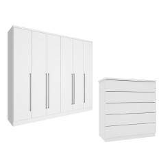Guarda-roupa 6 Portas Portugal E Comoda 5 Gavetas Premium Espresso Móveis Neve