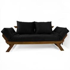 Sofá Japão Futon Preto Madeira Maciça Imbuia - R9 Design Futon