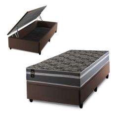 Conjunto Box Baú Miami Cinza 96x203x69 Espuma D33 - King House