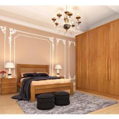 Quarto Casal Completo Guarda Roupa 6 Portas Veneza com Cama e Mesa de 