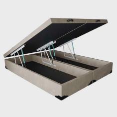 Cama Box Baú Bipartido Queen Móveis Amazonas Suede 35x158x198