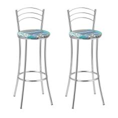 Kit 2 Banquetas Cromadas Bc26-a D410 Cromado/Estampado