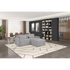 Sofá 2 Lugares em Linho com Puff 208cm Lutz Yescasa Gelo